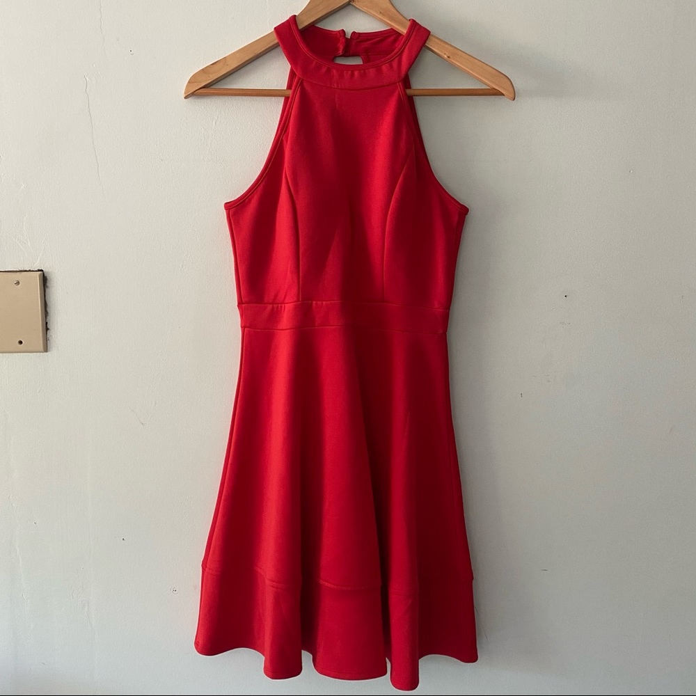 Honey and Rosie Red Halter Fit & Flare Cocktail Dress, Size S
